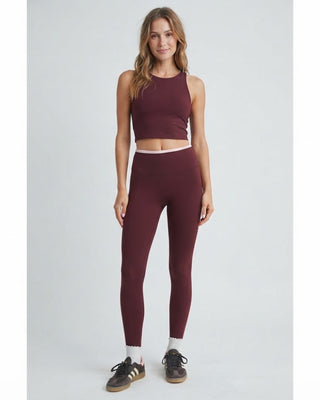 Contrast Binding Legging / Burgundy