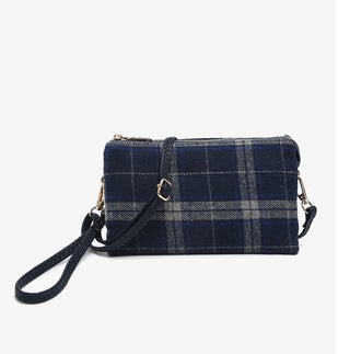 Riley Plaid Crossbody-Wristlet / Navy