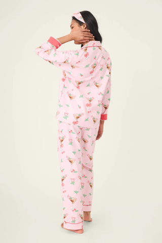 Tini Time Drink Print 3-Piece Flannel PJ Set / Ballet Pink