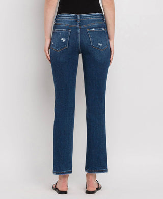 Mid Rise Ankle Slim Straight Jeans / Wax Plant