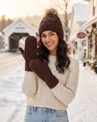 Dk. Brown Cable Knit Mittens