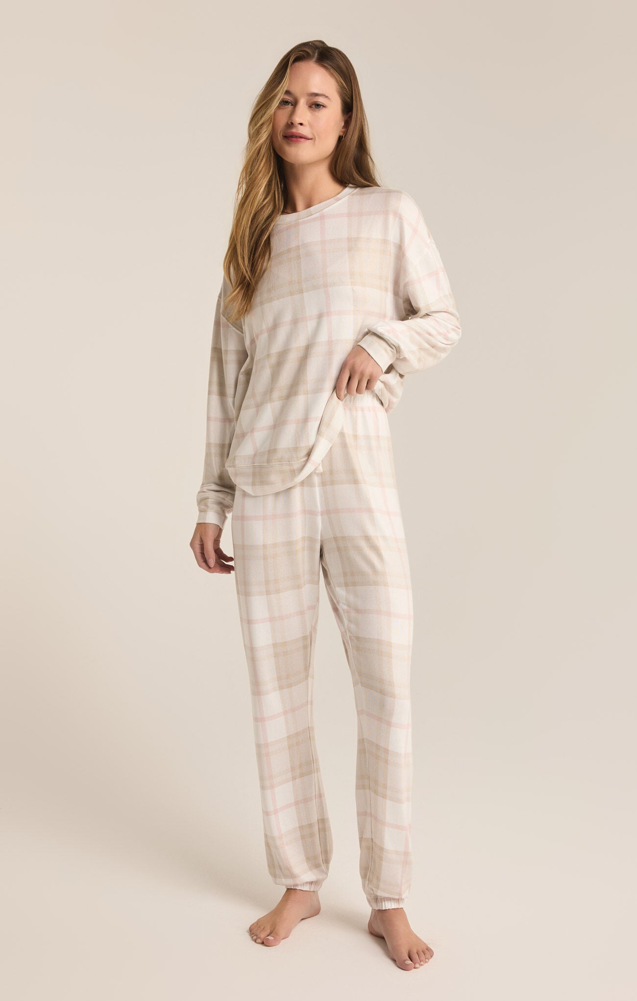 Cozy Plaid Set / Sea Salt