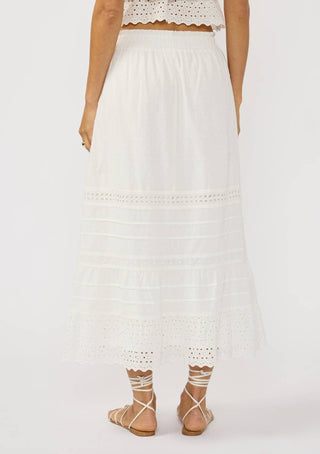 Eyelet Hem Pintuck Skirt