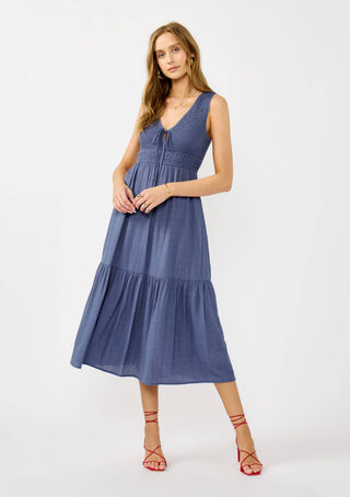 Flowy Tiered Midi Dress with Side Pockets