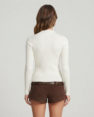 Sandra Mockneck Fitted Cardigan / Ivory