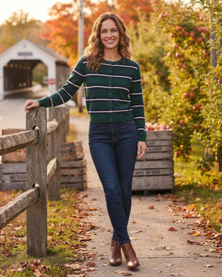 Sara Striped Cardigan / Green Multi