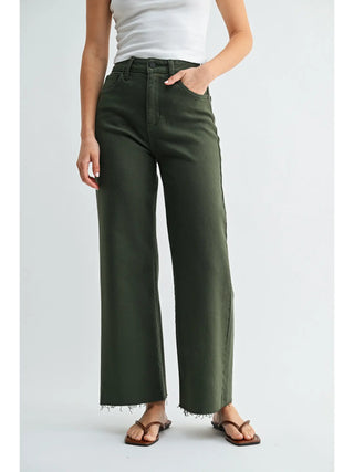 Scissor Cut Wide Leg Jean / Dark Olive