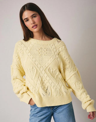 Textured Heart Crewneck Sweater / Butter