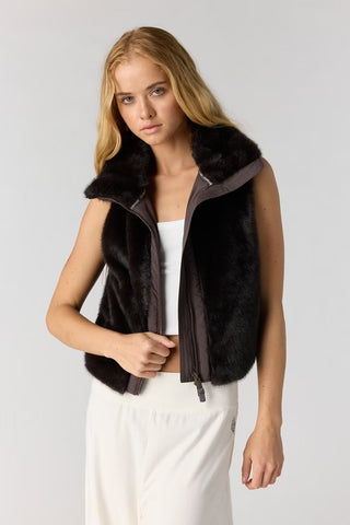 Afterglow Fauy Fur Vest / Chocolate