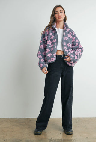 Fall Daisy Flower Pattern Fleece Sherpa