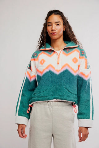 Printed Mountain High 1/2 Zip / Soft Glow Green Glow