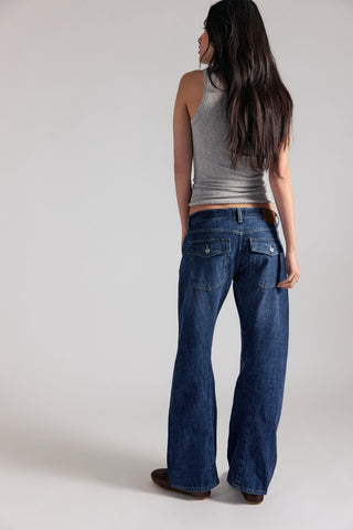 Highland Low Rise Bowed Jeans / Mood Indigo