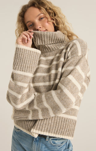 Josephine Stripe Sweater / Heather Taupe