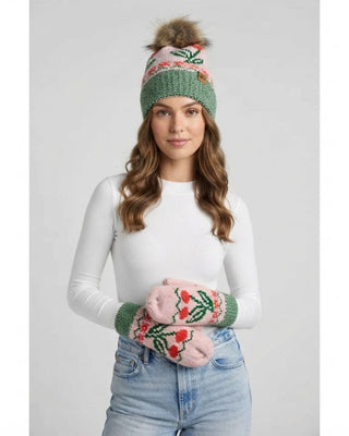 Lt. Pink Cherry Pattern Mittens