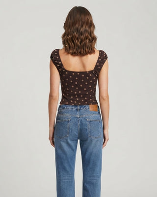 Maura Polka Dot Top / Dark Brown