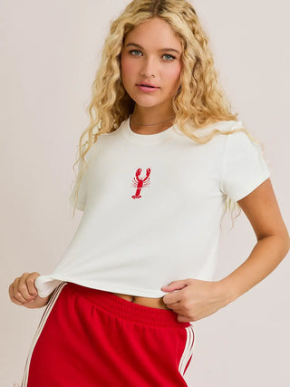 "Lobster"Graphic Short Sleeve Round Neck Baby Tee