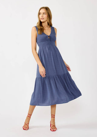 Flowy Tiered Midi Dress with Side Pockets