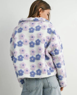White Floral Fleece / Lavender Multi