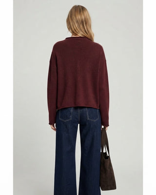 Autumn Argyle Mock Neck Cardigan / Oxblood