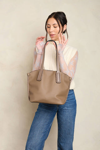 Micah Whipstitch 3-Compartment Tote: Denim