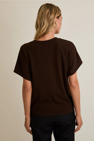 Round Neck Short Sleeve Shoulder Button Detail Top