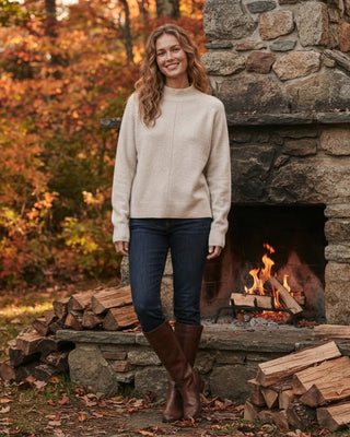 Caro Center Seam Mock Neck Sweater / Oatmeal