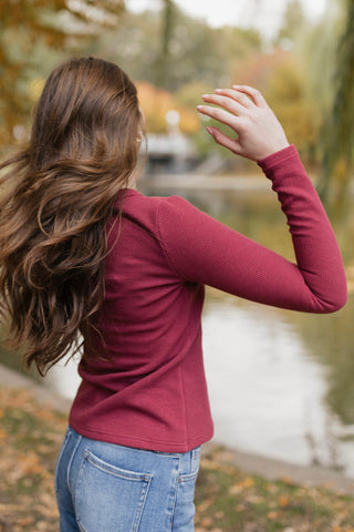 Waffle Button Henley / Mulberry