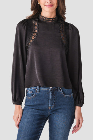 Silvana Embroidered Top / Black