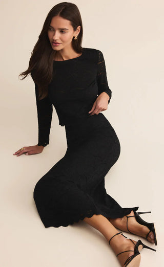 Via Lace Midi Skirt / Black