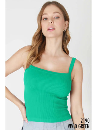 Square Neck Ribbed Tank Top