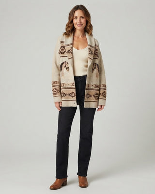 Southwest Horse Knit Cardigan / Oatmeal
