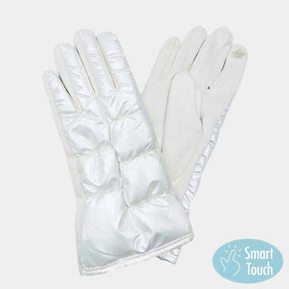 Puffer Smart Touch Gloves / White