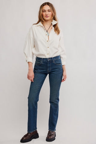 Edie High Rise Tapered Jeans / Blue Echo
