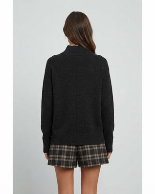 Caro Center Seam Mock Neck Sweater / Black