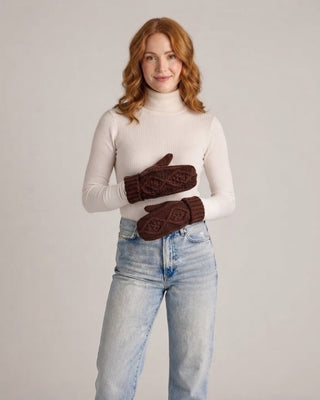 Dk. Brown Cable Knit Mittens