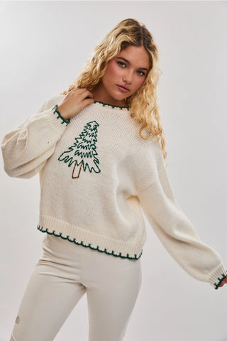 Christmas Tree Sweater / Ivory & Green