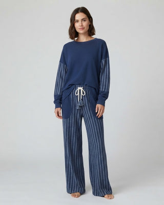 Olivia Terry Stripe Sweat Set / Washed Navy