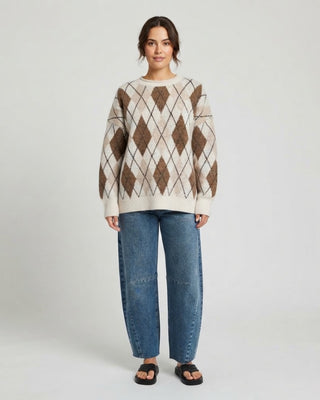 Gia Argyle Oversized Sweater / Cream Multi