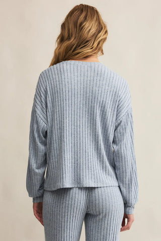 Daydream Ribbed Long Sleeve Top / Light Denim