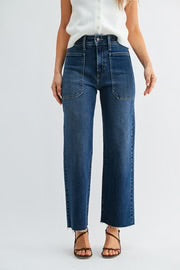 Cargo pocket wide leg/ dark denim