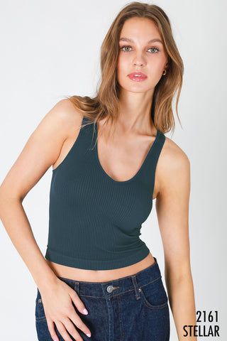 V-Neck Ribbed Crop Top