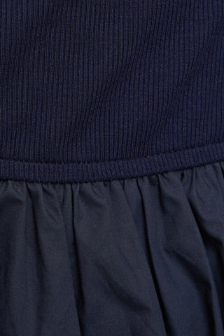 Boat Neck Knit Top Mini Dress / Navy