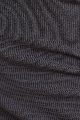 Round Neck Inside Out Ribbed Tank / Charcoal
