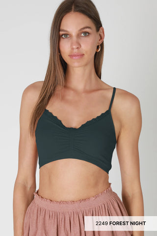 V Neck Lace Bralette / Forest Night