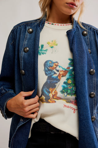 Merry Meowy Tee / Ivory Combo