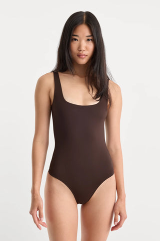 The Sculpting Modern Tank Bodysuit / Espresso