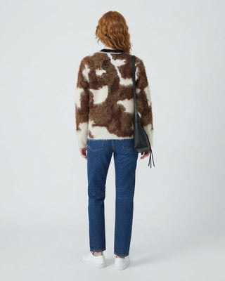 Presley Cow Pattern Cardigan / Ivory Brown