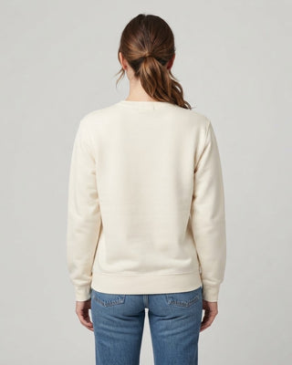 Vermont Crewneck Sweatshirt with Patchwork Lettering / Ivory Blue