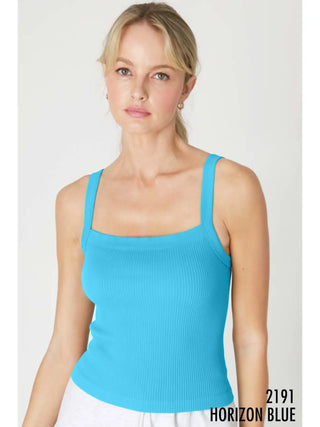 Square Neck Ribbed Tank Top