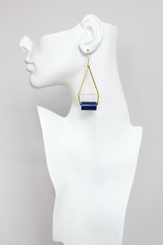 GNDE103 navy blue geometric earrings